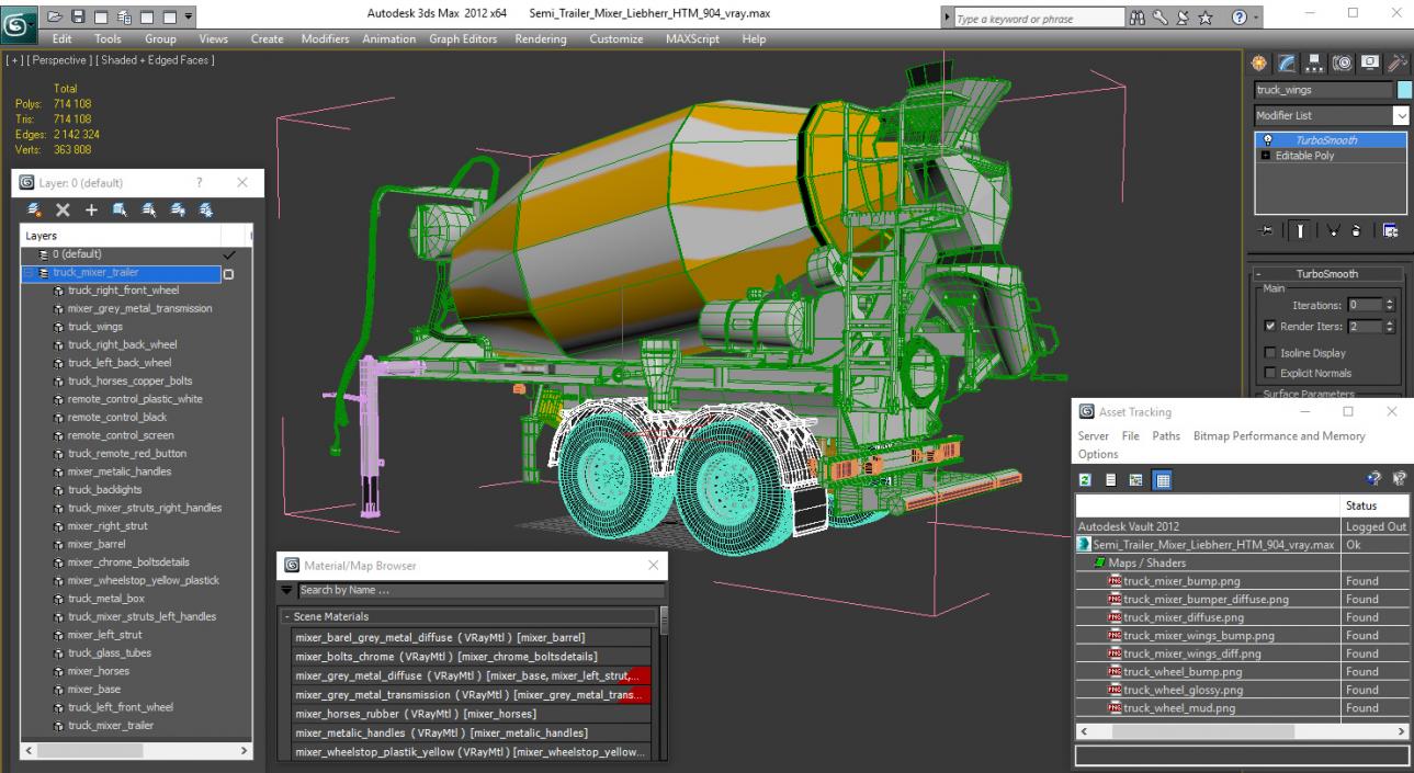 3D model Semi Trailer Mixer Liebherr HTM 904