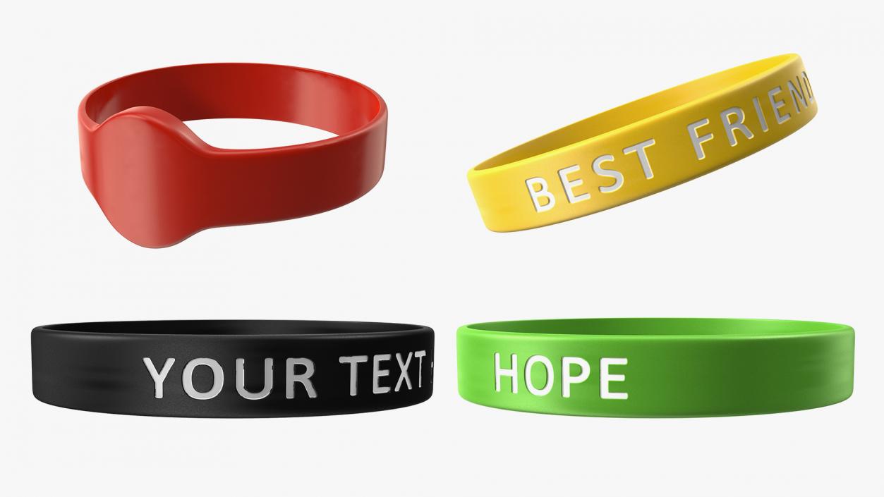 Rubber Bracelets Collection 3D