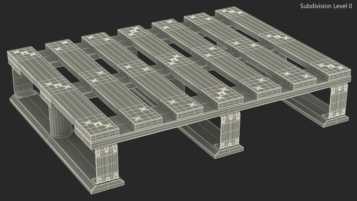 3D model Wooden EPAL Euro 7 Half Pallet