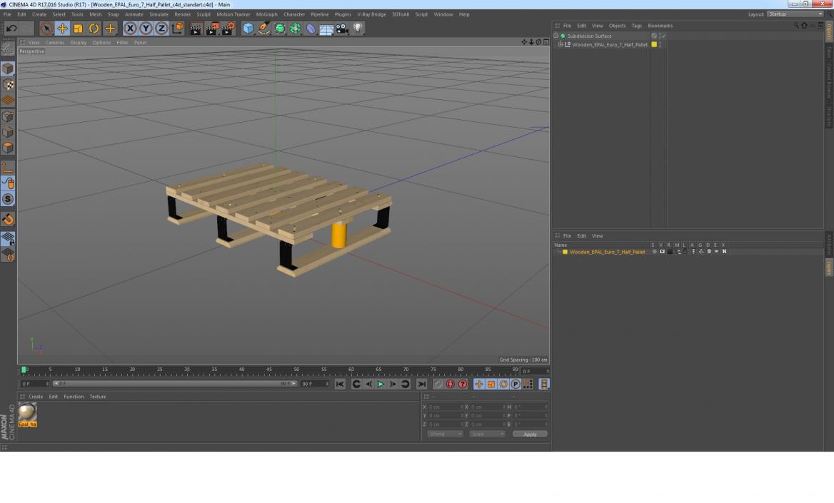 3D model Wooden EPAL Euro 7 Half Pallet