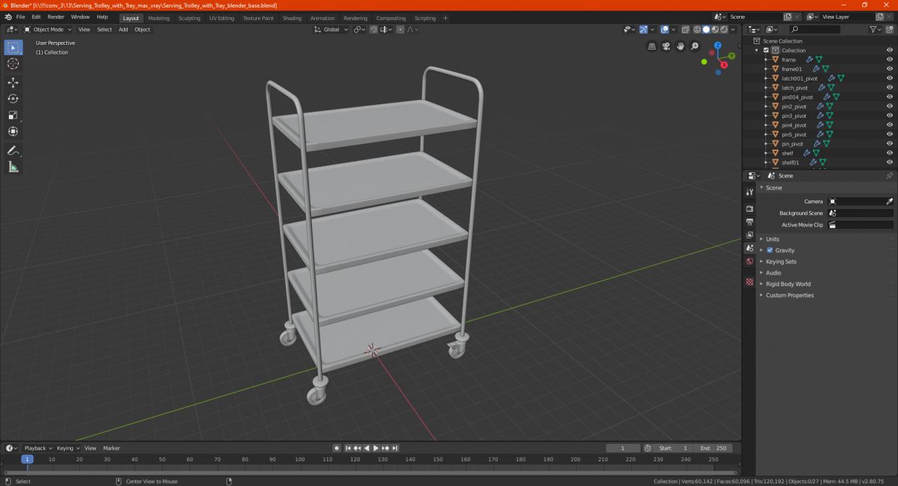 3D model Serving Trolley with Tray