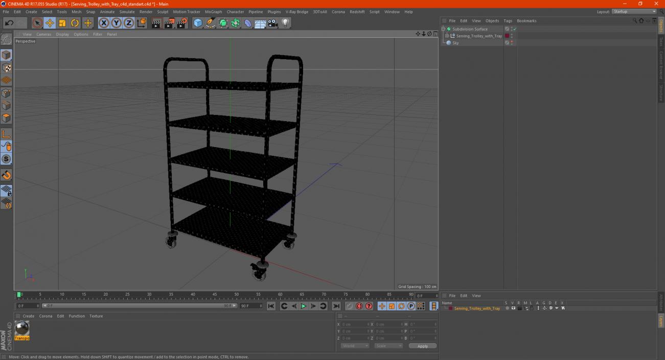 3D model Serving Trolley with Tray