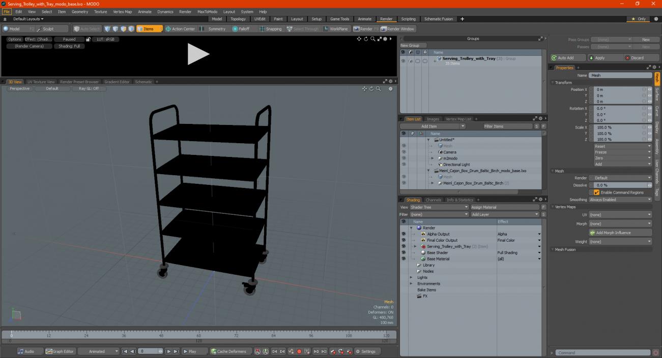 3D model Serving Trolley with Tray