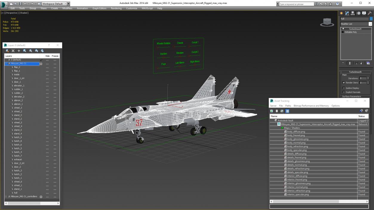 Mikoyan MiG-31 Supersonic Interceptor Aircraft Rigged for Cinema 4D 3D