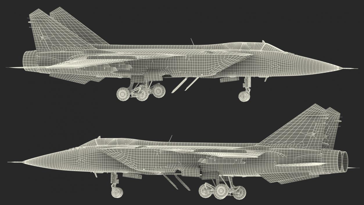 Mikoyan MiG-31 Supersonic Interceptor Aircraft Rigged for Cinema 4D 3D