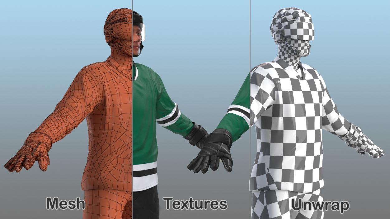 Hockey Player Green 3D model