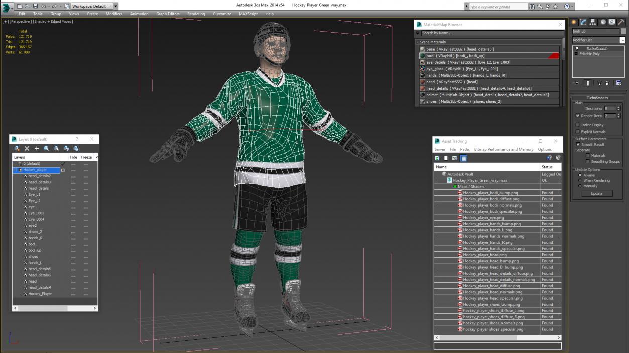 Hockey Player Green 3D model