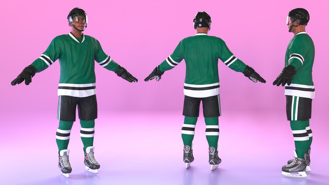 Hockey Player Green 3D model