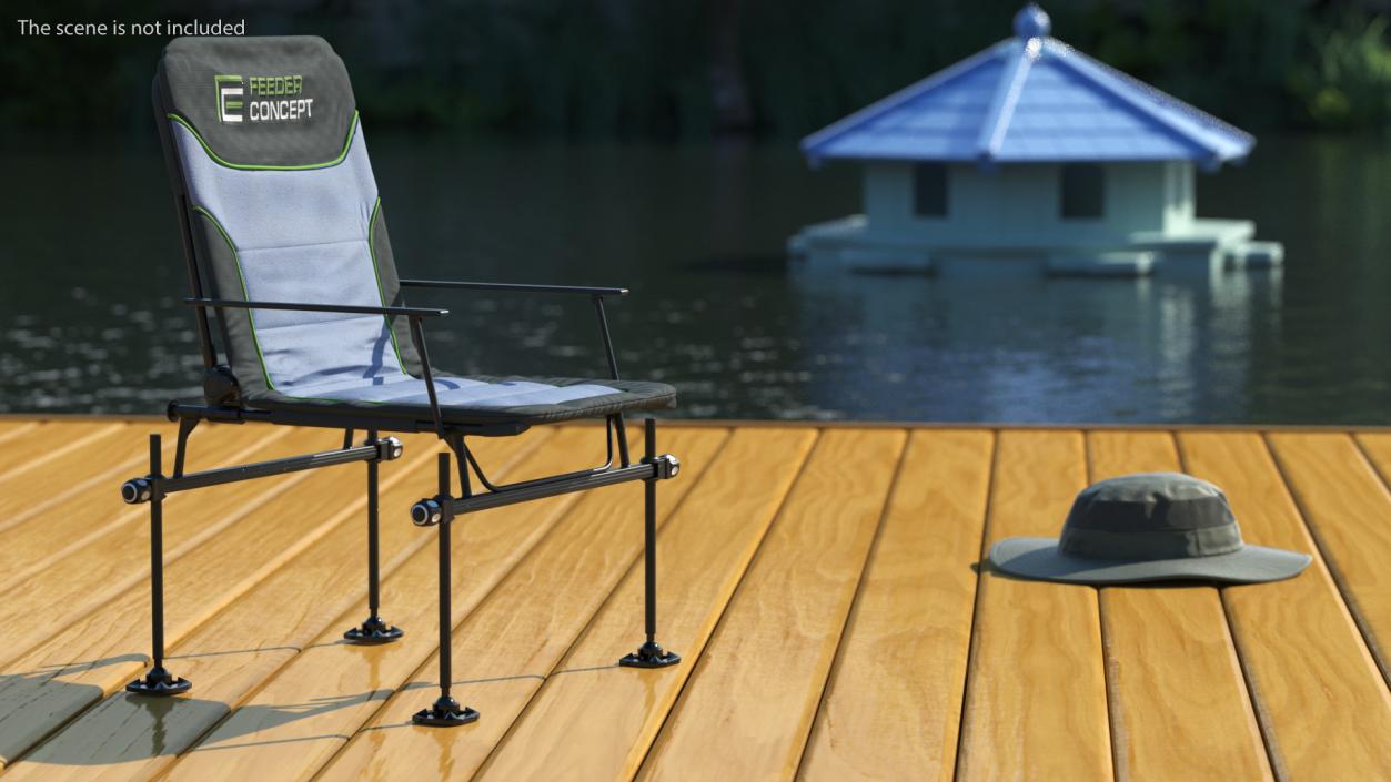 Portable Folding Angler Chair Blue 3D model