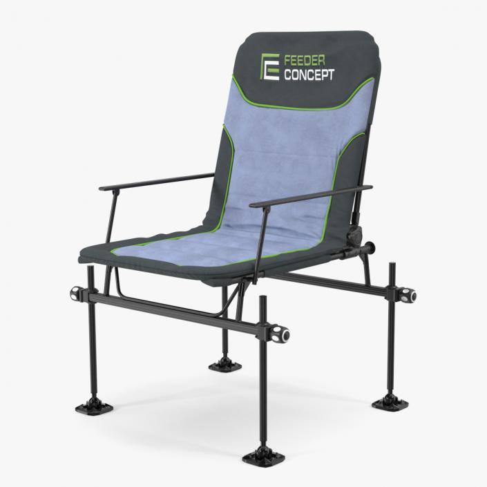 Portable Folding Angler Chair Blue 3D model