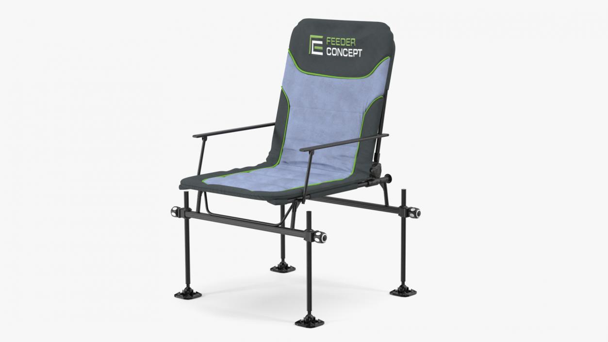 Portable Folding Angler Chair Blue 3D model