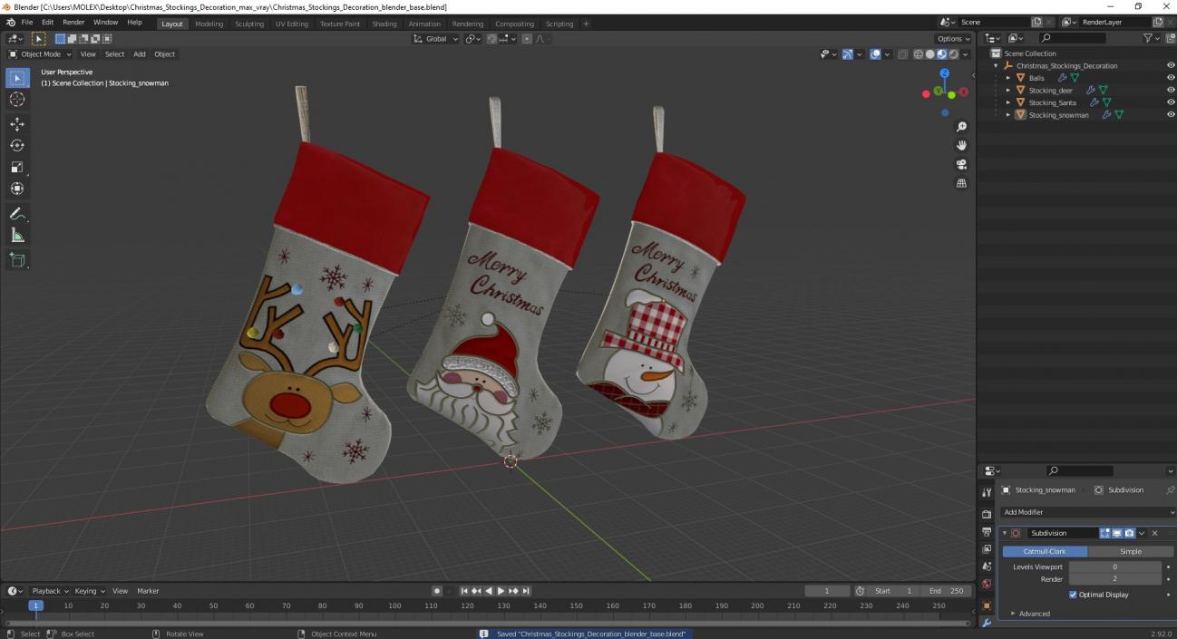 3D model Christmas Stockings Decoration