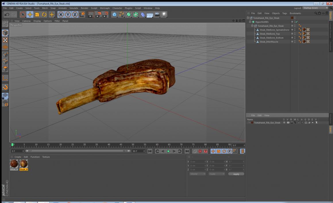 Tomahawk Rib Eye Steak 3D