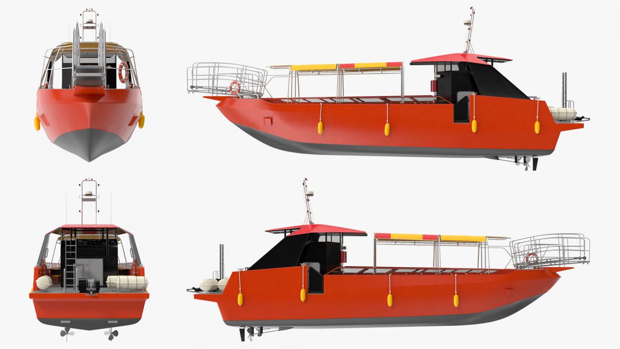 Excursion Boat Black Red 3D model