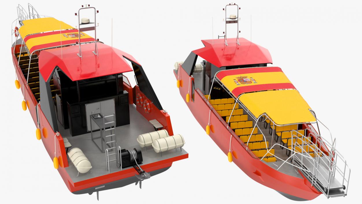 Excursion Boat Black Red 3D model