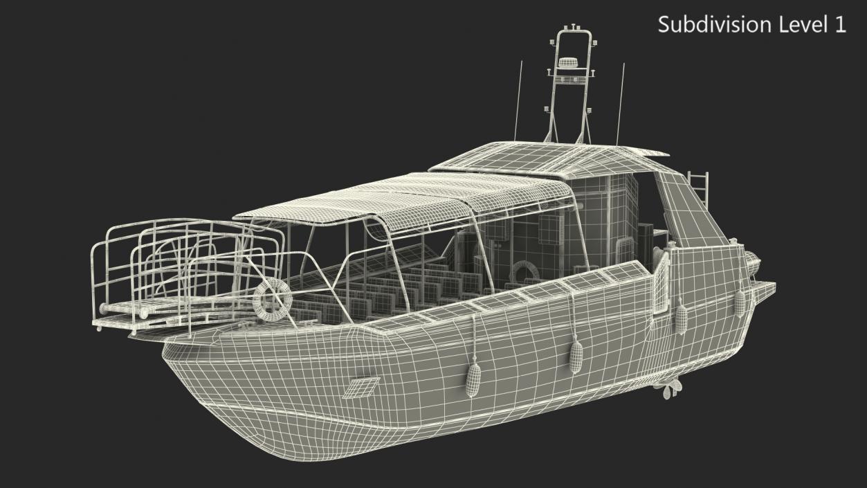 Excursion Boat Black Red 3D model