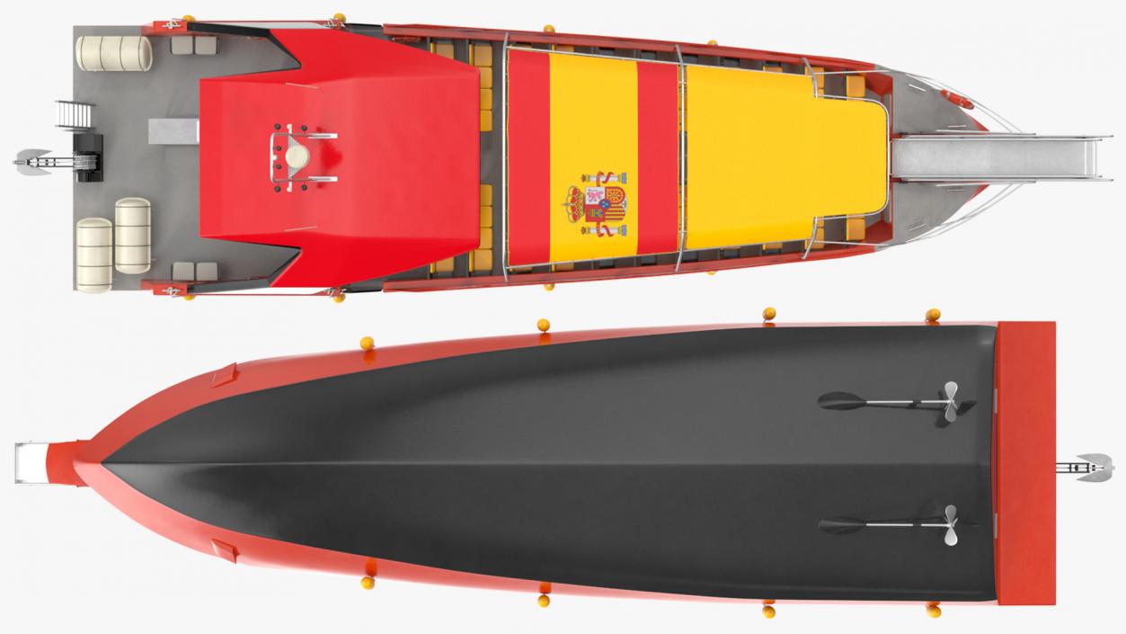 Excursion Boat Black Red 3D model