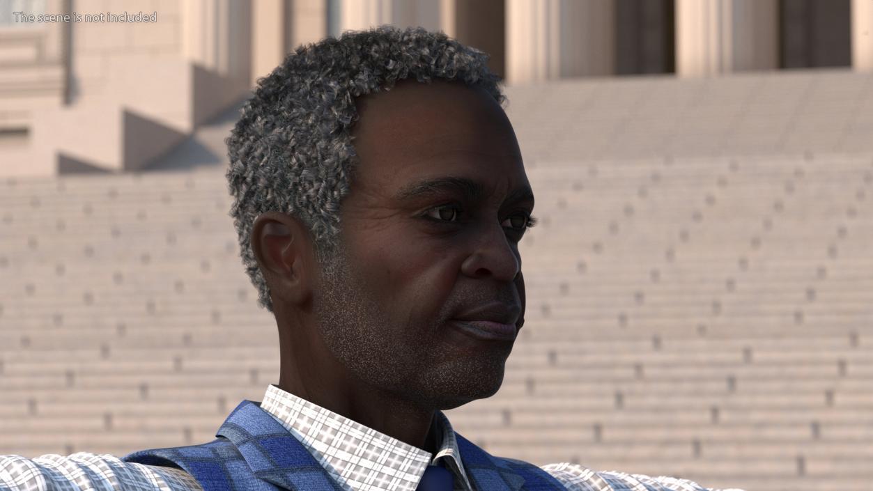 3D Afro American Grandpa Head