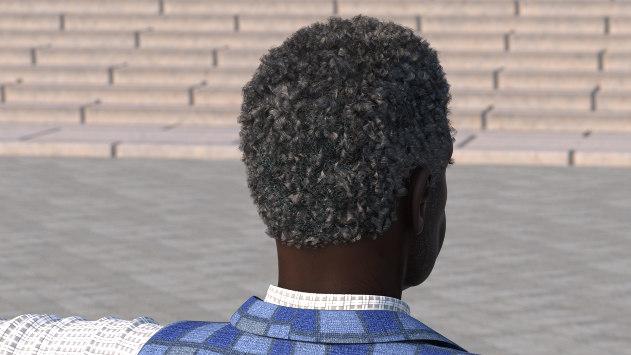 3D Afro American Grandpa Head