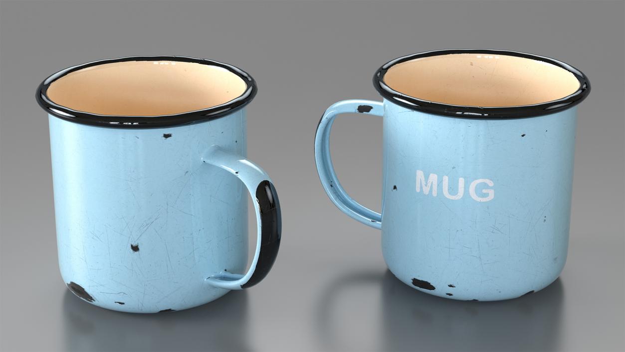 Enamel Mug Old 3D model