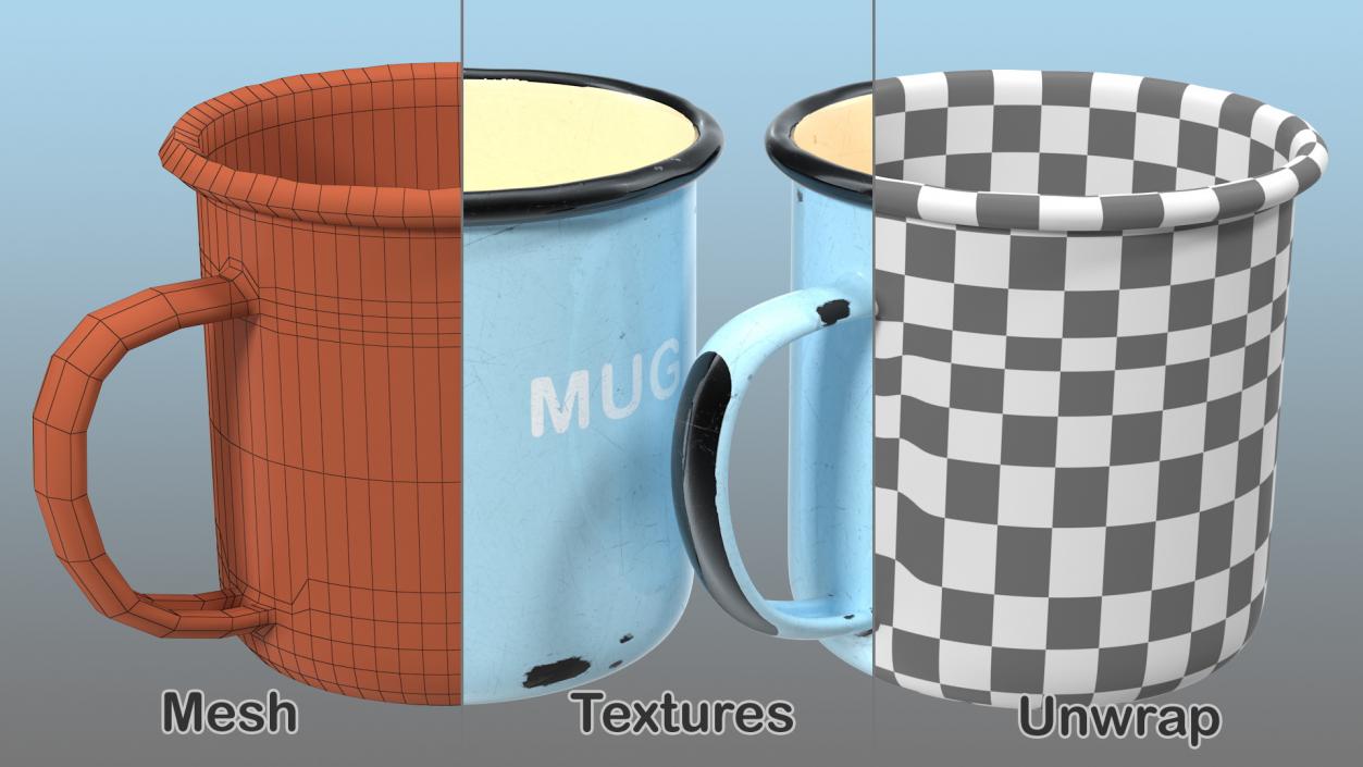 Enamel Mug Old 3D model