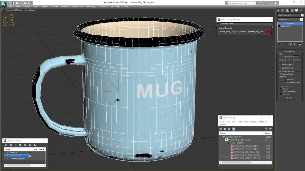 Enamel Mug Old 3D model