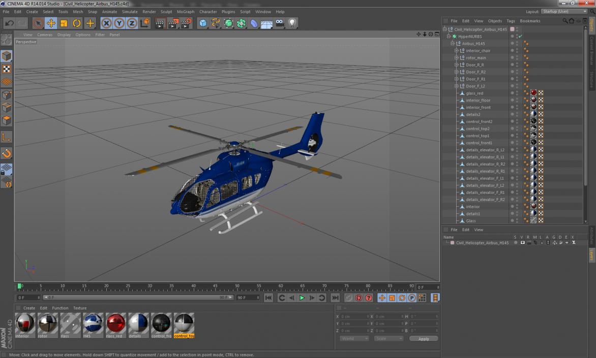 3D Civil Helicopter Airbus H145 model