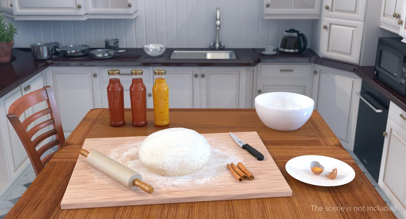 3D Fresh Raw Dough on Wooden Board