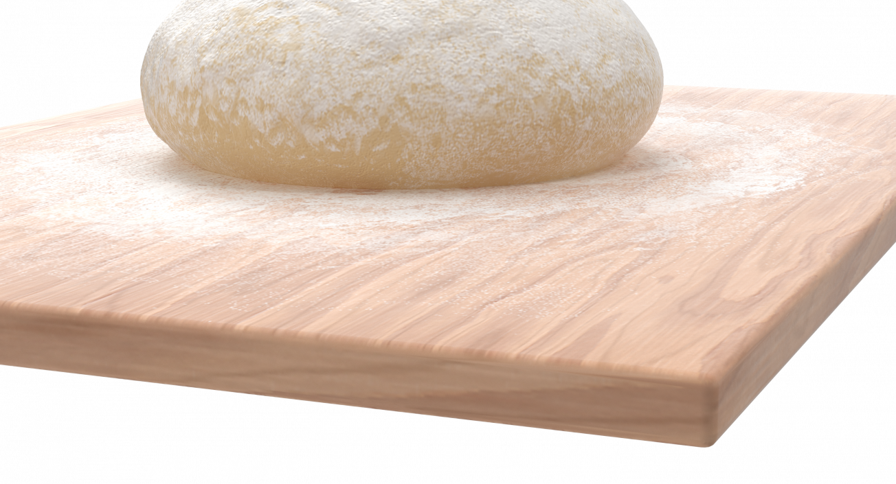 3D Fresh Raw Dough on Wooden Board