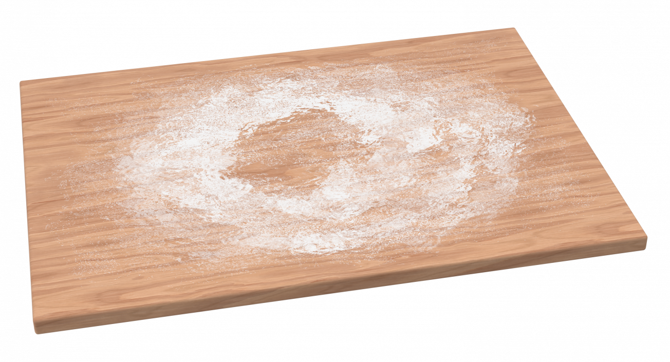 3D Fresh Raw Dough on Wooden Board