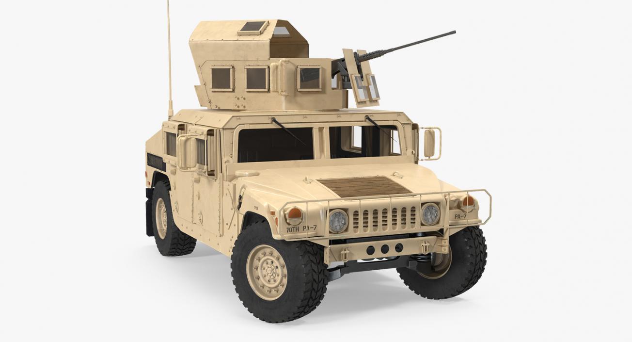 Humvee M1151 Enhanced Armament Carrier Rigged Desert 3D