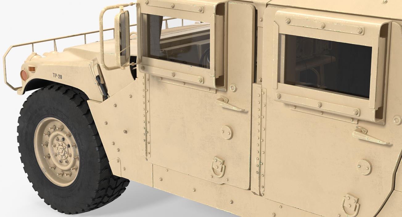 Humvee M1151 Enhanced Armament Carrier Rigged Desert 3D