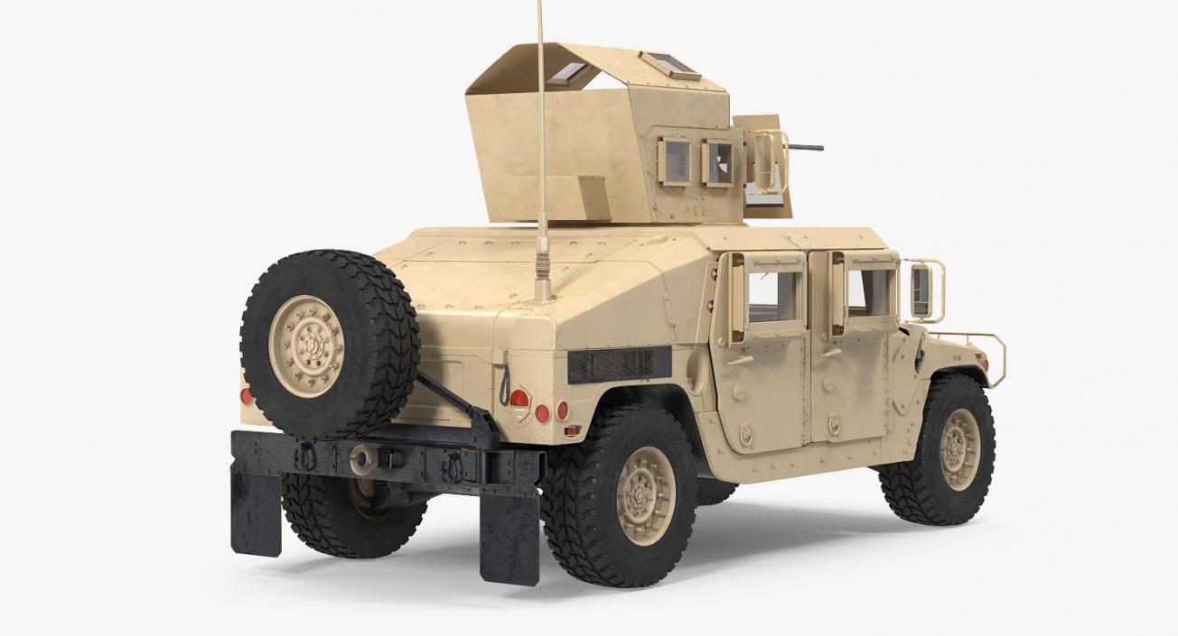 Humvee M1151 Enhanced Armament Carrier Rigged Desert 3D