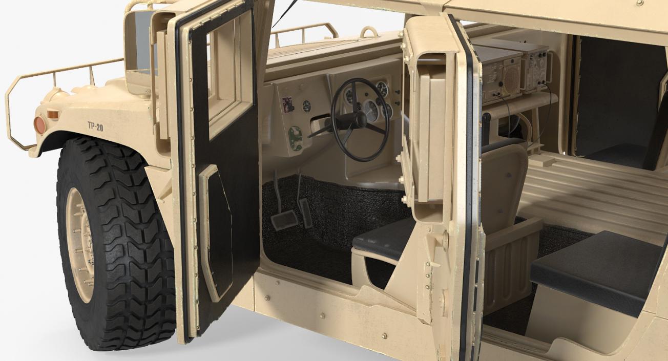 Humvee M1151 Enhanced Armament Carrier Rigged Desert 3D