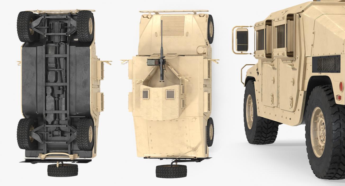 Humvee M1151 Enhanced Armament Carrier Rigged Desert 3D