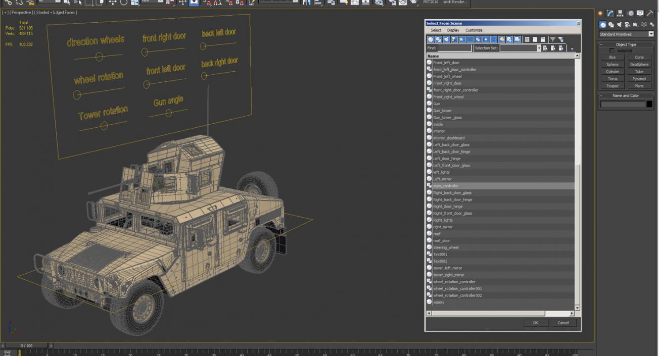 Humvee M1151 Enhanced Armament Carrier Rigged Desert 3D