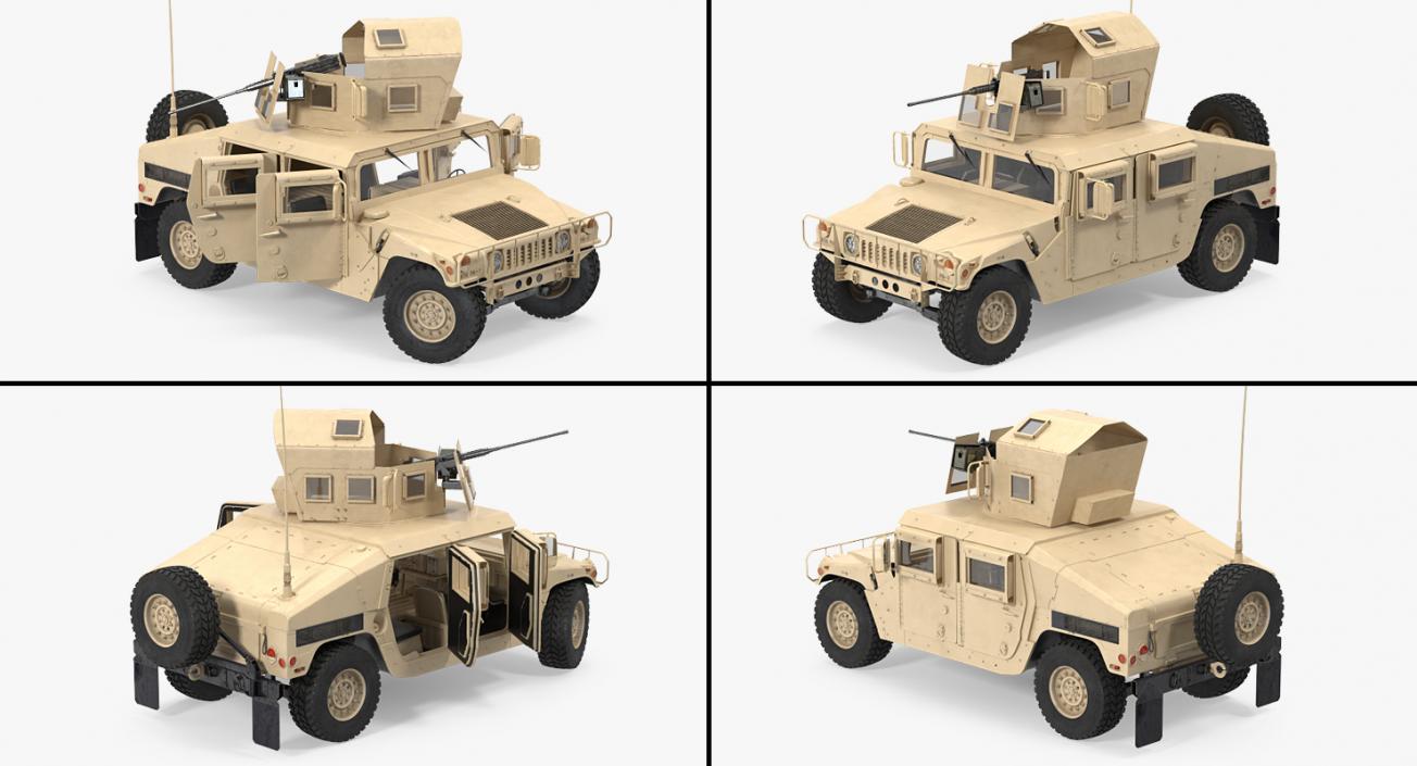 Humvee M1151 Enhanced Armament Carrier Rigged Desert 3D