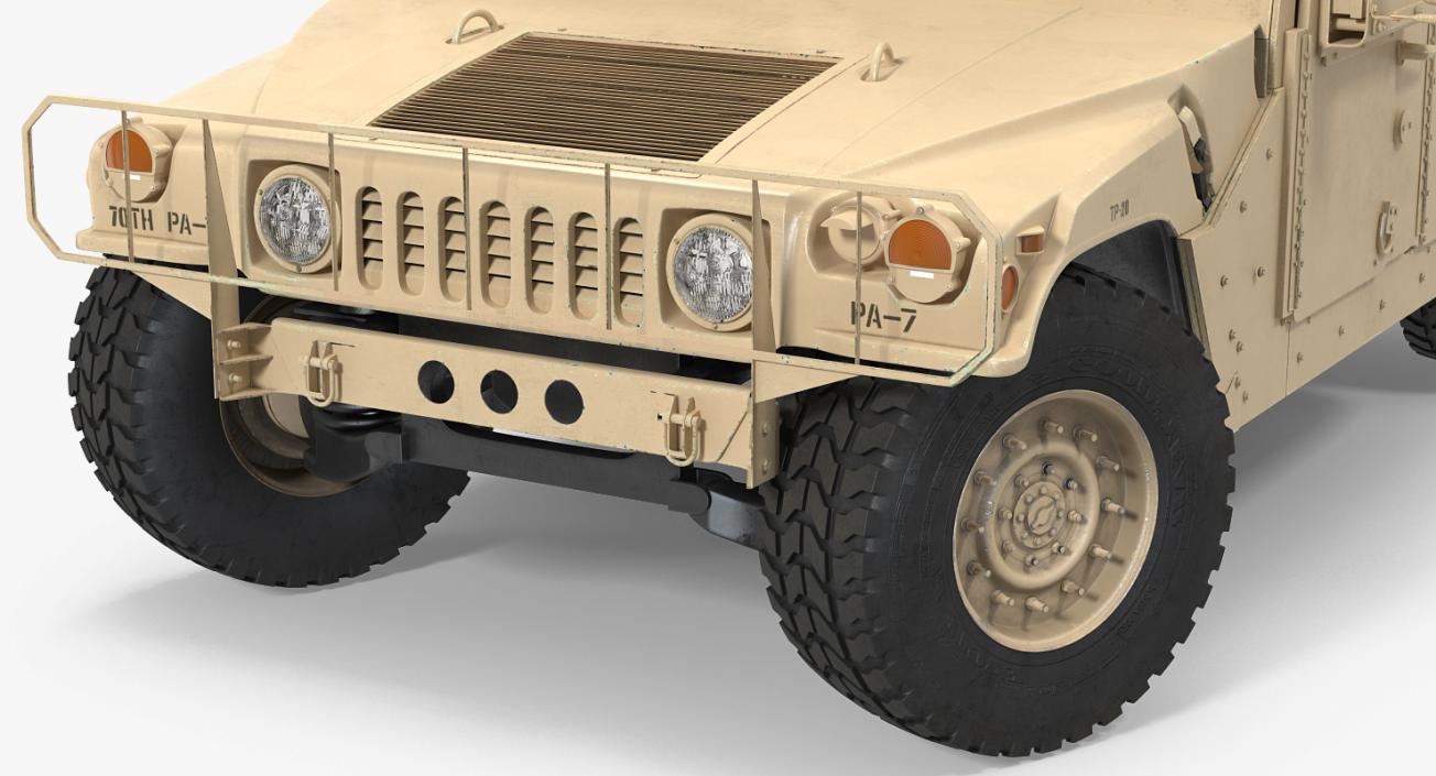 Humvee M1151 Enhanced Armament Carrier Rigged Desert 3D