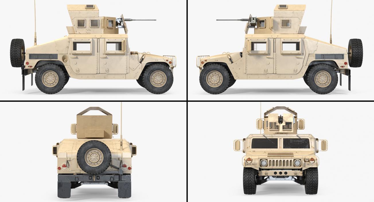 Humvee M1151 Enhanced Armament Carrier Rigged Desert 3D