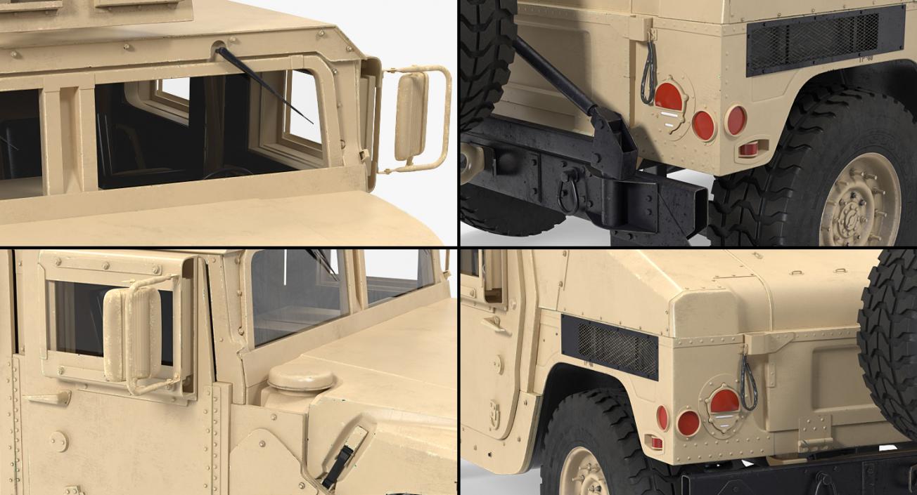 Humvee M1151 Enhanced Armament Carrier Rigged Desert 3D