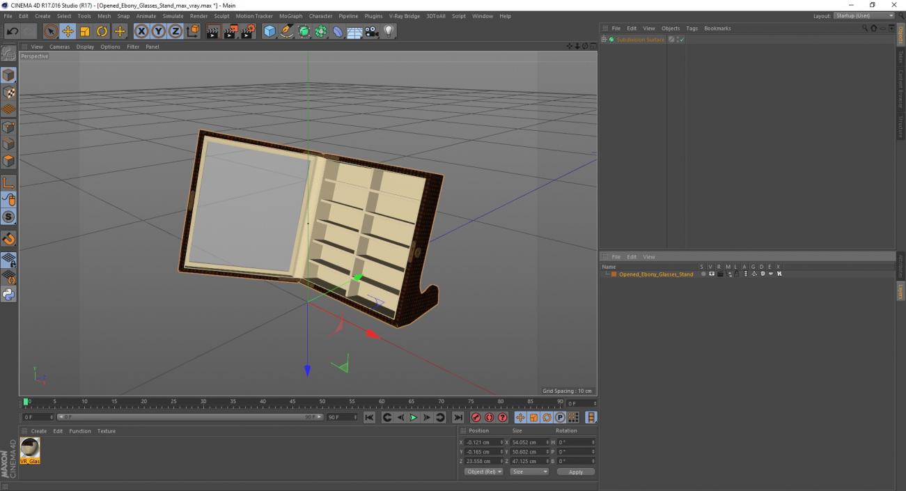 3D Opened Ebony Glasses Stand