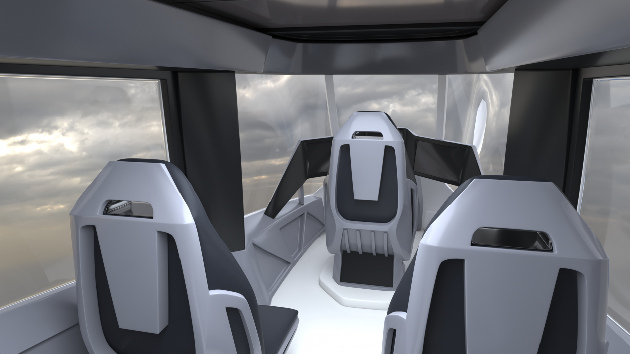 Concept Flying Taxi Simple Interior Rigged 3D