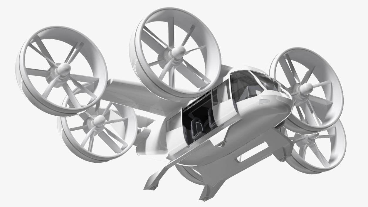 Concept Flying Taxi Simple Interior Rigged 3D