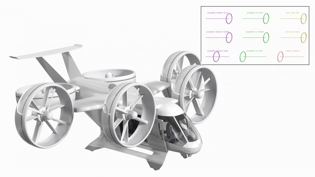 Concept Flying Taxi Simple Interior Rigged 3D