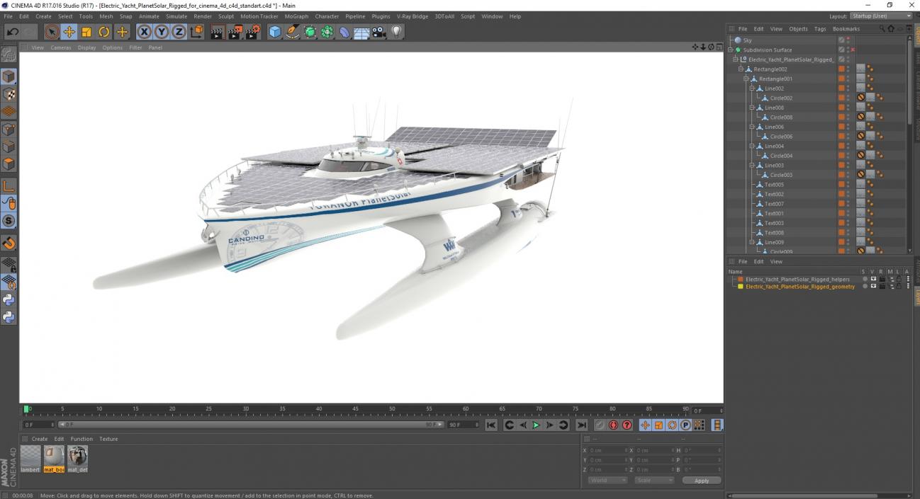 Electric Yacht PlanetSolar Rigged for Cinema 4D 3D