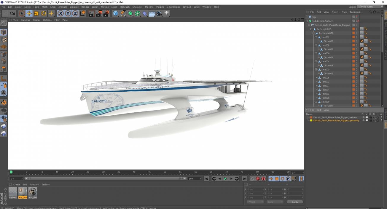 Electric Yacht PlanetSolar Rigged for Cinema 4D 3D