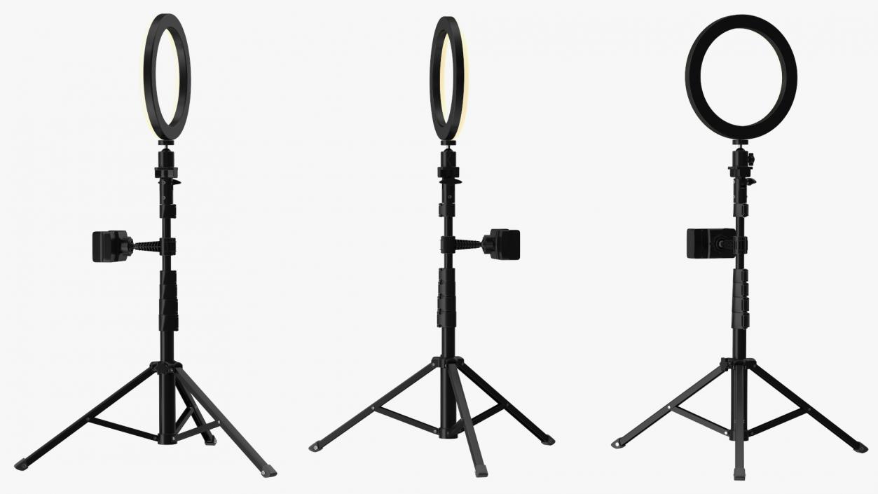 3D model Tripod Stand with Ring Light and Phone Holder