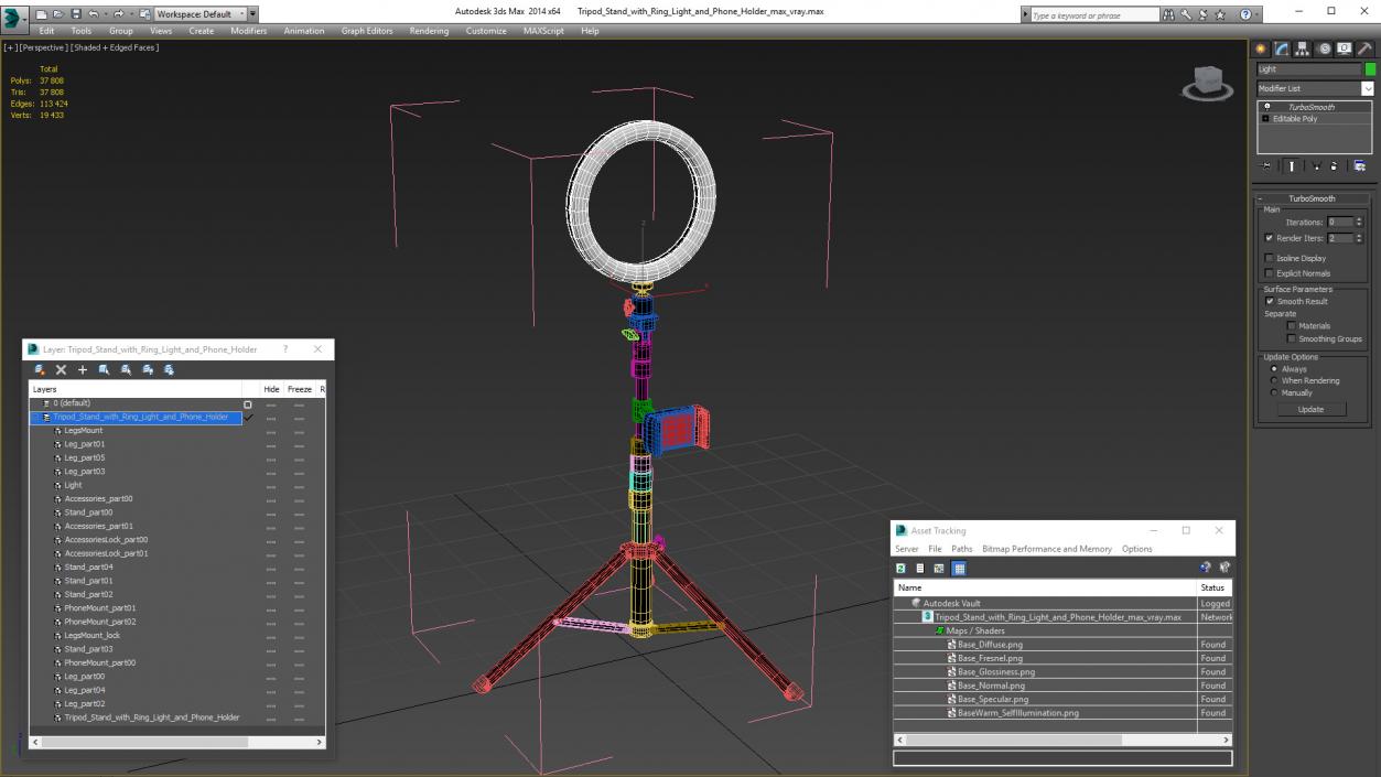 3D model Tripod Stand with Ring Light and Phone Holder