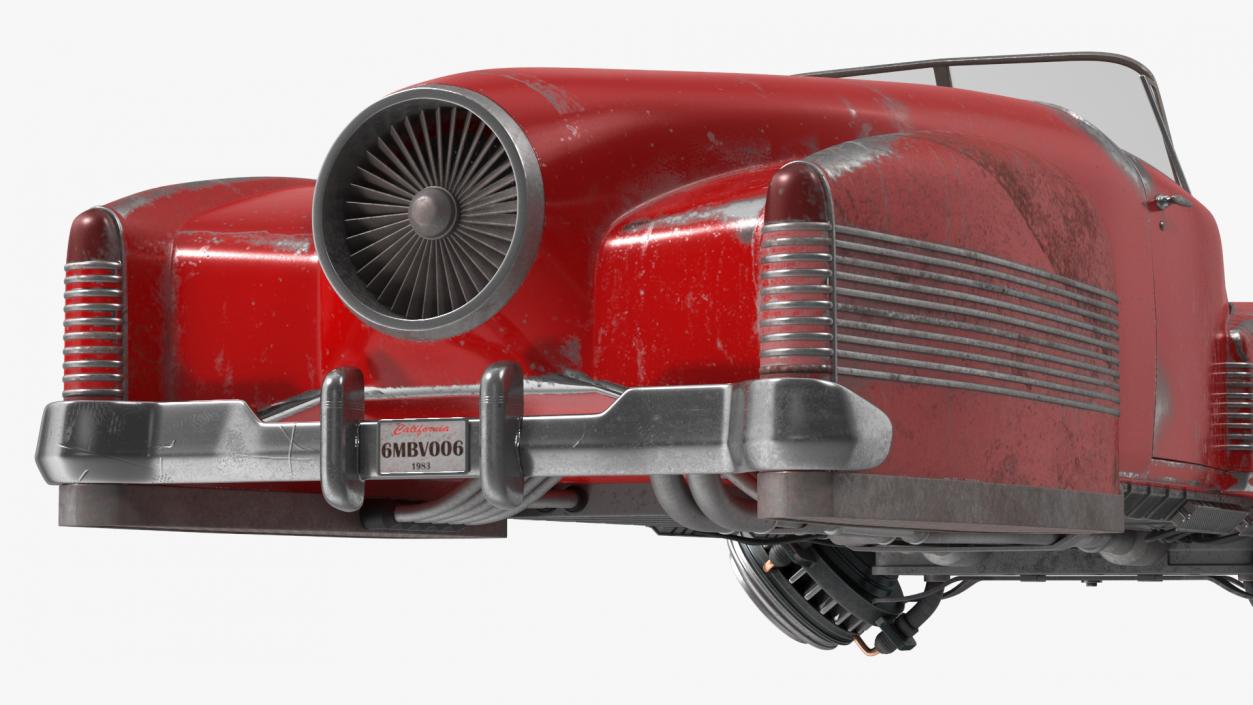 Red Retro Hovercar Old Rigged 3D model