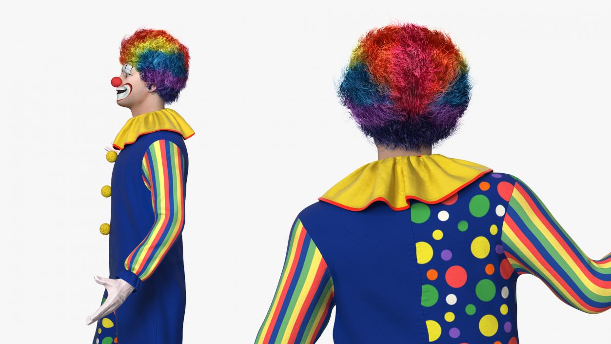 3D Circus Clown Costume Standing Pose Fur model